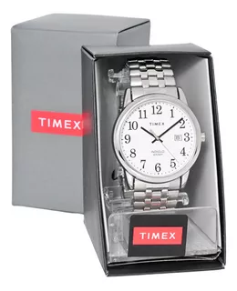 Relógio Timex Indiglo Masculino Pulseira Elastica Tw2v40000 Cor da correia Prateado Cor do bisel Prateado Cor do fundo Branco