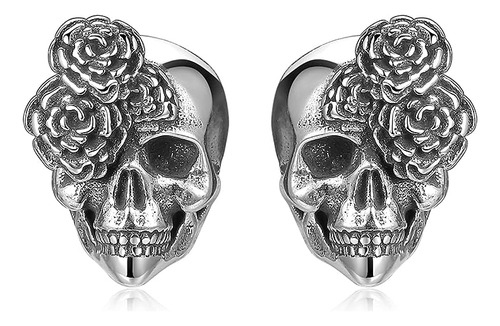 Aretes Calavera Plata 925 Aretes Goticos Aretes Calavera Flo