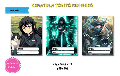 Imprimible Caratula Escolar N3 Tokito Muichiro Demon Slayer