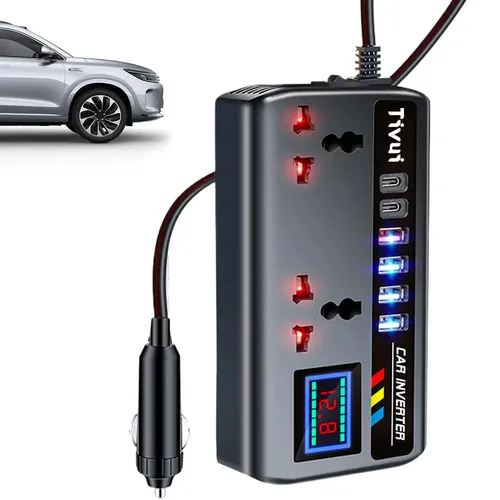Inversor Conversor de Carro 12v para 110v 200W 6 Portas Tomada Usb Veicular Tipo C Lightning