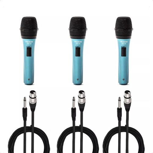 3 X Microfonos Dinamicos Supercardioide Voces Karaoke Cable