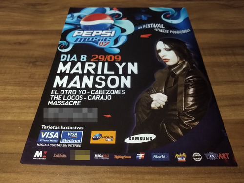 (pd857) Publicidad Marilyn Manson Club Ciudad * 2007