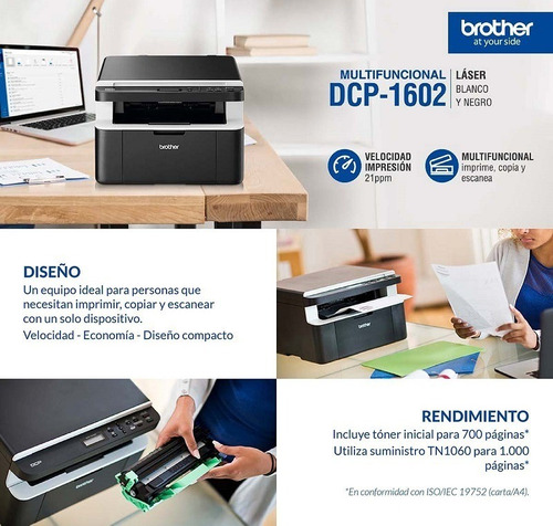 Impresora Multifunción Monocromática Brother Laser Dcp-1602