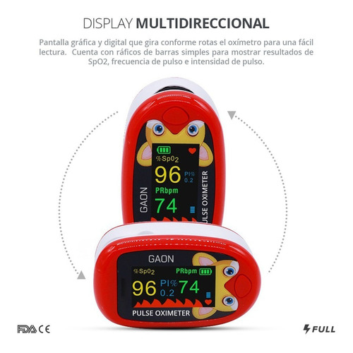 Imagen 6 de 9 de Oxímetro Pediatrico Portatil Digital Recargable Infantil