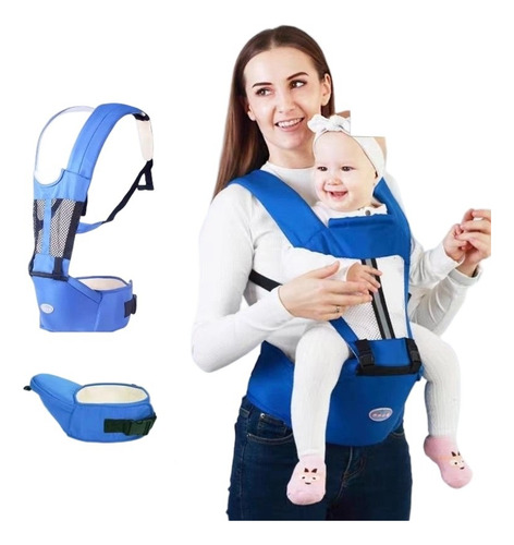 Bolsa Canguru Ergonômico Bebê 4 Em 1 Cor Azul