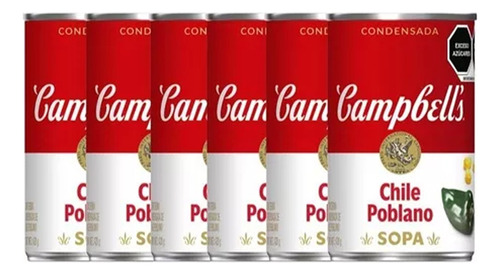 Crema Campbell`s Chile Poblano 430 Grs 6 Pzas