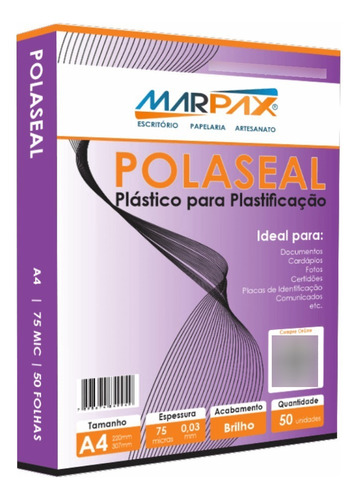 Polaseal Plástico Para Plastificação A4 220x307 0,03mm 50un