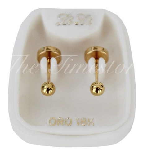 Aro Abridor Lili Oro 18k Bolita 3.5mm Li-103 - Envio Gratis