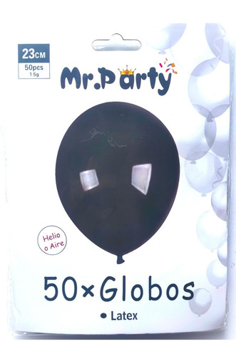 Set De 50 Globos De Látex Aire O Helio 23cm Negros