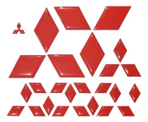 Comprar Adesivos Vermelhos Resinados Lancer  Asx Emblemas Mitsubishi
