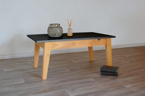 Imagen 2 de 2 de Mesa Ratona Nordica Escandinava 60x100 Tapa Negra Living