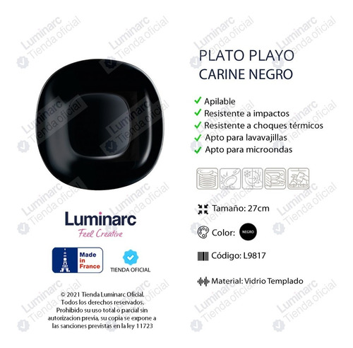 Juego Vajilla Platos Colores Luminarc Carine X24 Piezas Ct