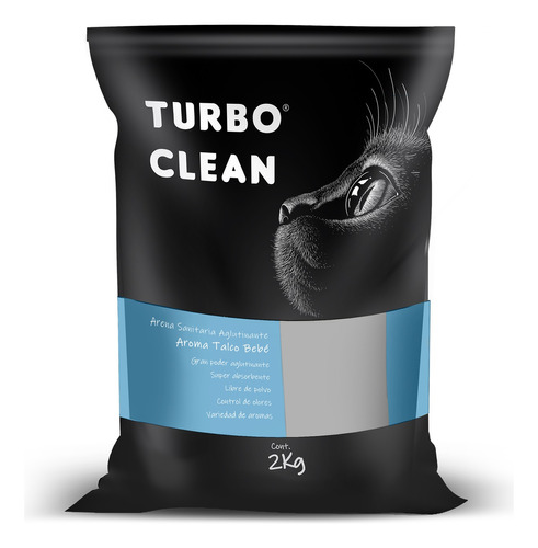 Arena Sanitaria Para Gatos Turbo Clean Aroma Talco Bebé 2kg