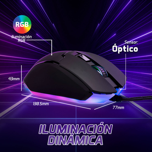 Start The Game Mouse Rgb Conf Sw Hasta 6,400 Dpis Usb Negro