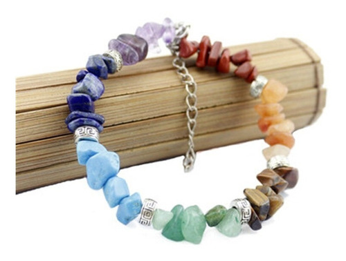 Pulsera Piedra Natural 7 Chakras Acero 