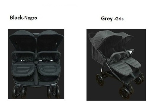 Imagen 5 de 5 de Coche Gemelar Doble Ebaby Con Cubrepies + Forro De Lluvia
