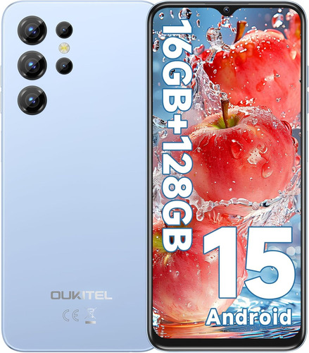 Oukitel C1 Telefono Celular Inteligente Dual Sim 16(4+12)ram+128rom(+1tb Tfcard) Andriod 15 5150mah T606 6.52in Hd+ Moda Ligera/fingerprint/gps/otg/fm