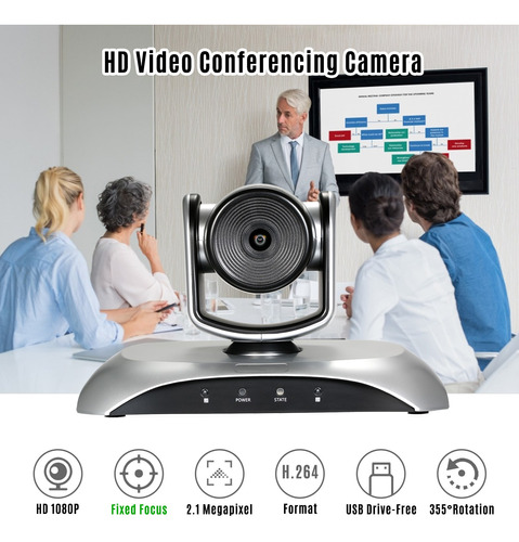 Cámara De Videoconferencia Hd 1080p Foco Fijo Gran Angular 