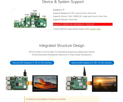 Pantalla Dsi De 4.3 Pulgadas De Waveshare, Resolución 800 ×