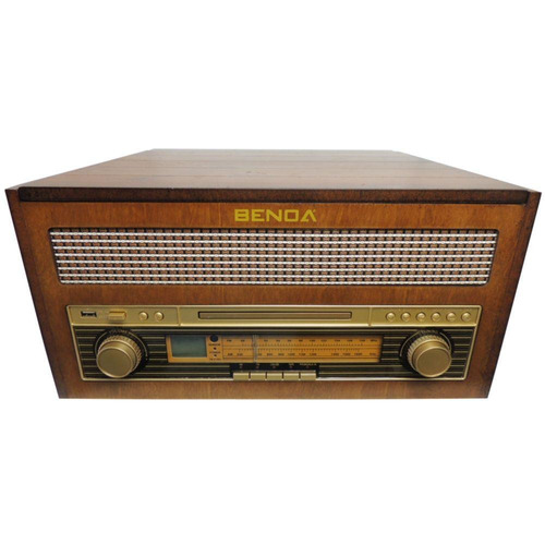 Rádio Retrô Benoá Tr-w282a Am Fm Usb Mp3 Cd Toca Discos
