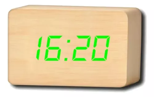 Reloj Despertador Digital Símil Madera Fecha/Temperatura — El Capitán