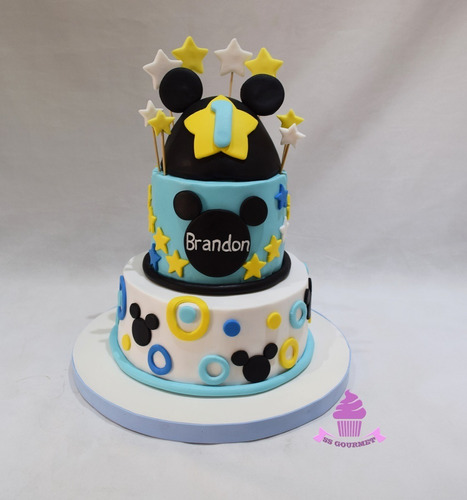 Torta Mickey Bebe Celeste- Ideal Para Cumpleaños Infantiles 