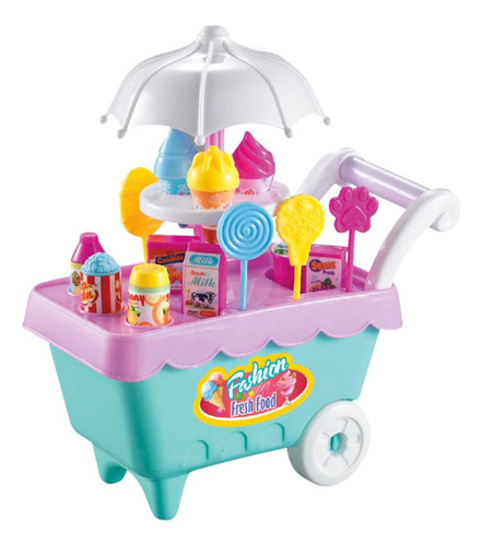 Juego De Tienda De Carrito De Helados De 19 Piezas Con