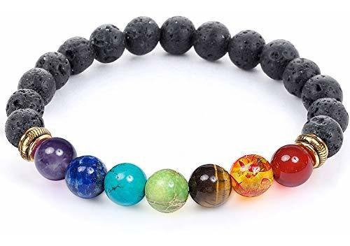 7 Pulsera Chakra Healing (7,25 Pulgadas) Y Collar Con Piedra