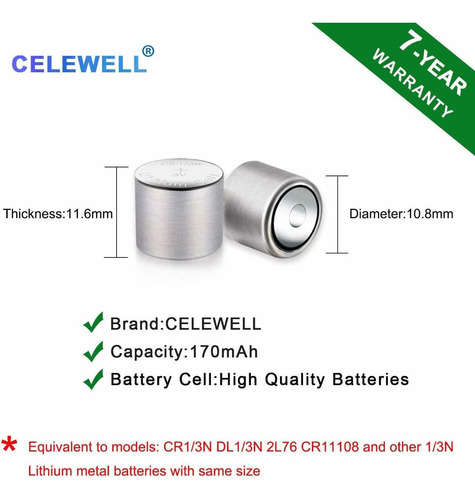 Pila Celewell Cr1/3n 6pcs Botón - Pack De 6 Unidades