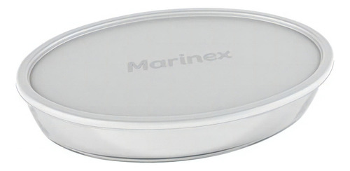 Sartén ovalada de vidrio con tapa Marinex, 1,6 l, color blanco