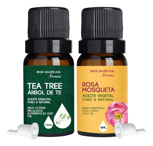 Aceite Esencial Árbol De Té + Aceite Vegetal Rosa Mosqueta