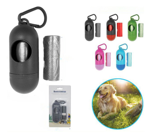 Dispensador Bolsa Desechos D Caca Para Perros + 2 Cartuchos 