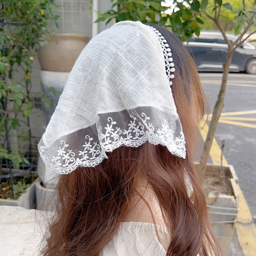 Diadema Retro Con Forma De Triángulo Y Encaje Floral Para Mu