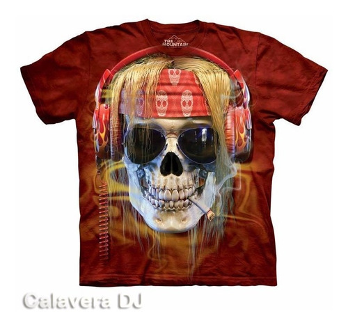 Polo Calavera Rockera Estampado Realista - Polo Americano