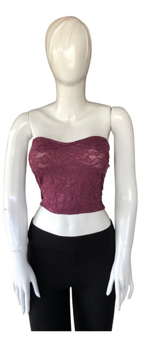 Top Strapless Moda International Talla Medium Ciruela