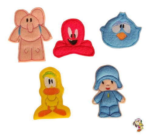 Imagen 3 de 6 de Titeres De Dedo Pocoyo Y Sus Amigos Set X 5 Bordados