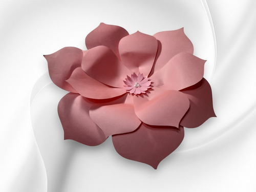 Flores Gigantes De Papel Decos Eventos Ambientaciones ( 5 U) Modelo 2 Pétalos. 20 Cm. Tono Rosa