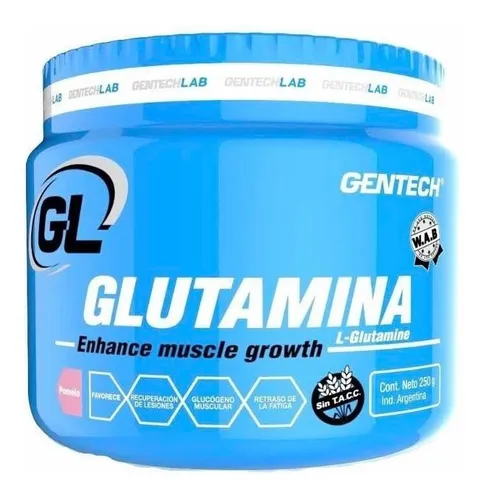 Glutamina Gentech 250 Grs Sin Tacc Recuperacion Muscular
