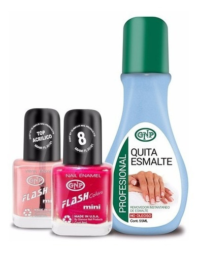 Kit Esmalte: Top Acrilico Y Quita Esmalte Gnp Nice