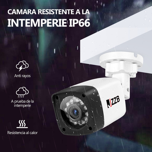 Jzzb Cámara De Seguridad Kit Vigilancia 2mp Visión Nocturna Color Blanco