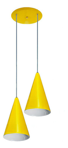Luminaria Pendente Colorido Duplo Para Sala Quarto Cozinha Cor Amarelo Voltagem 110v/220v