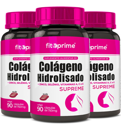 Imagem 1 de 3 de Colágeno Hidrolisado Femme + Vitaminas A, C, D, E Com 270cps