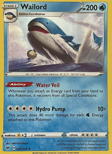 Pokémon Tcg Wailord 032/185 Holo