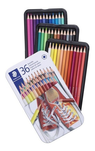 Imagen 4 de 6 de Estuche Metalico Lata Con 36 Lapices De Colores Staedtler
