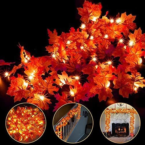 4 Pack Fall Decoracións Hoja Garland String Luces T3735