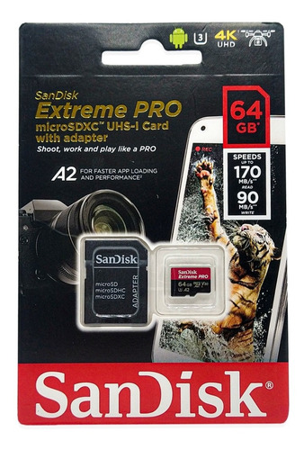 Memoria Micro Sd Sandisk Extreme Pro 64gb 5k Clase 10 U3- A2