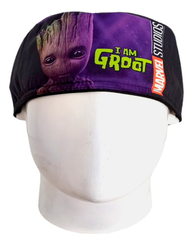 Gorro Quirúrgico Hombre + Lanyard I Am Groot Marvel Morado