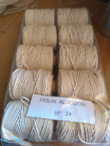 Piolín De Algodón Blanco Crudo . Bobinas X 100 Gms.