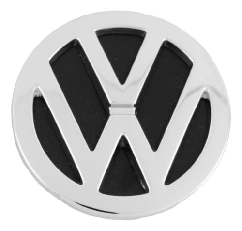 Logo Emblema Volkswagen 5cm Cromo Fondo Negro Bajo Pedido