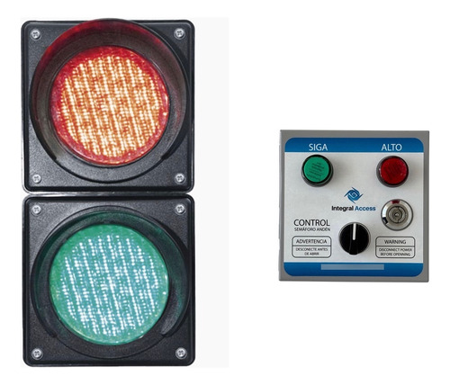 Semáforo Verde Rojo Led Diametro 20cm Con Boton Controlador 